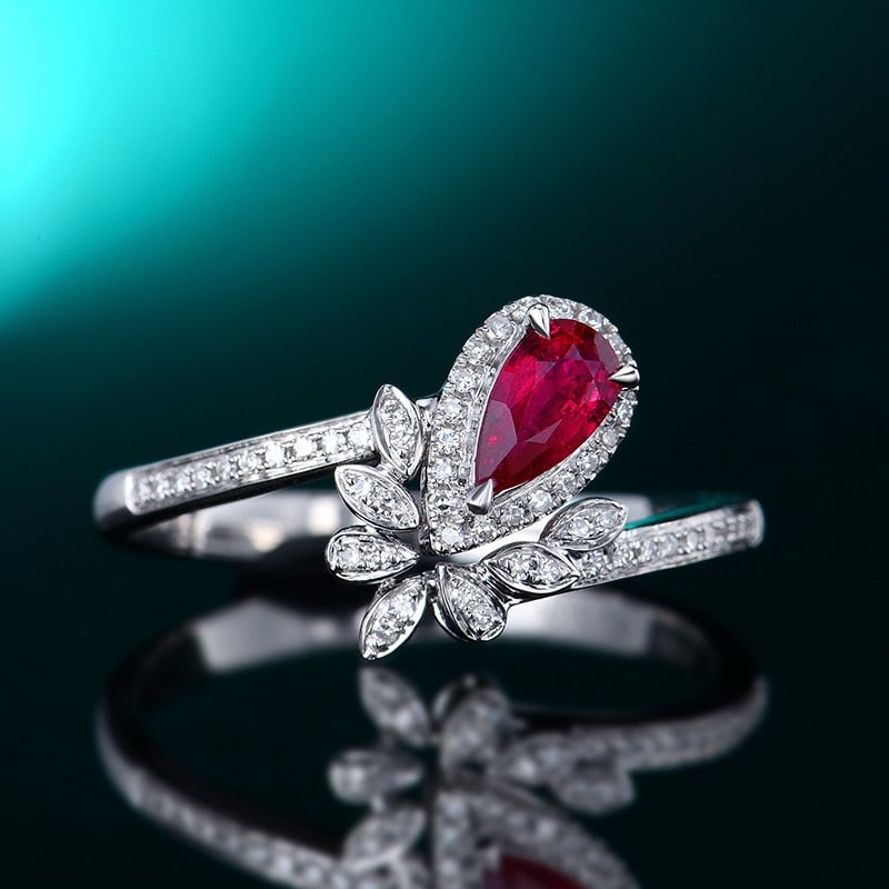14k Gold 0.45 Ctw Natural Ruby & Diamond Ring - 3