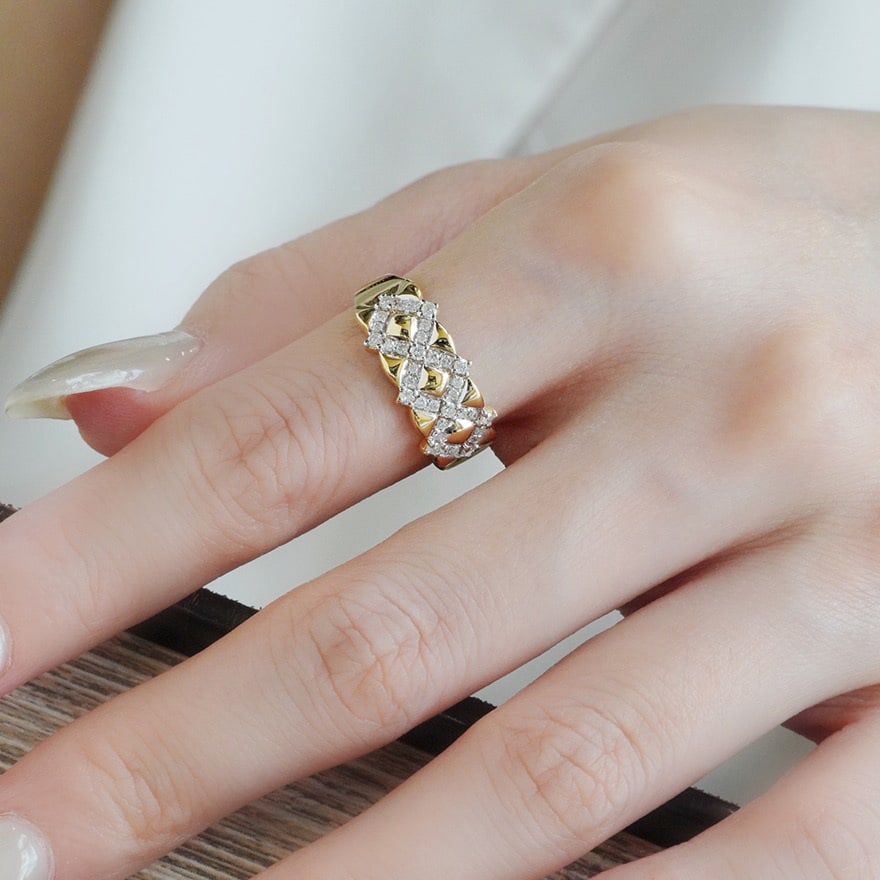 14k Gold 0.35 Ct Natural H Diamond Ring - 6