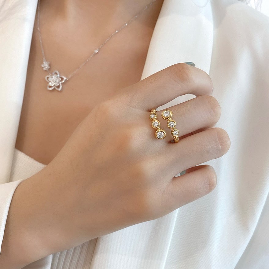 14k Gold 0.6 Ct Natural H Diamond Ring - 3
