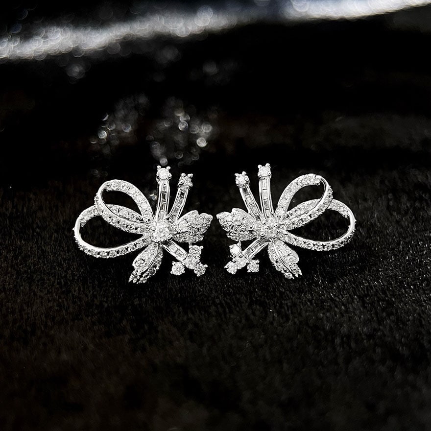 14k Gold 0.96 Ct Natural H Diamond Earrings - 2
