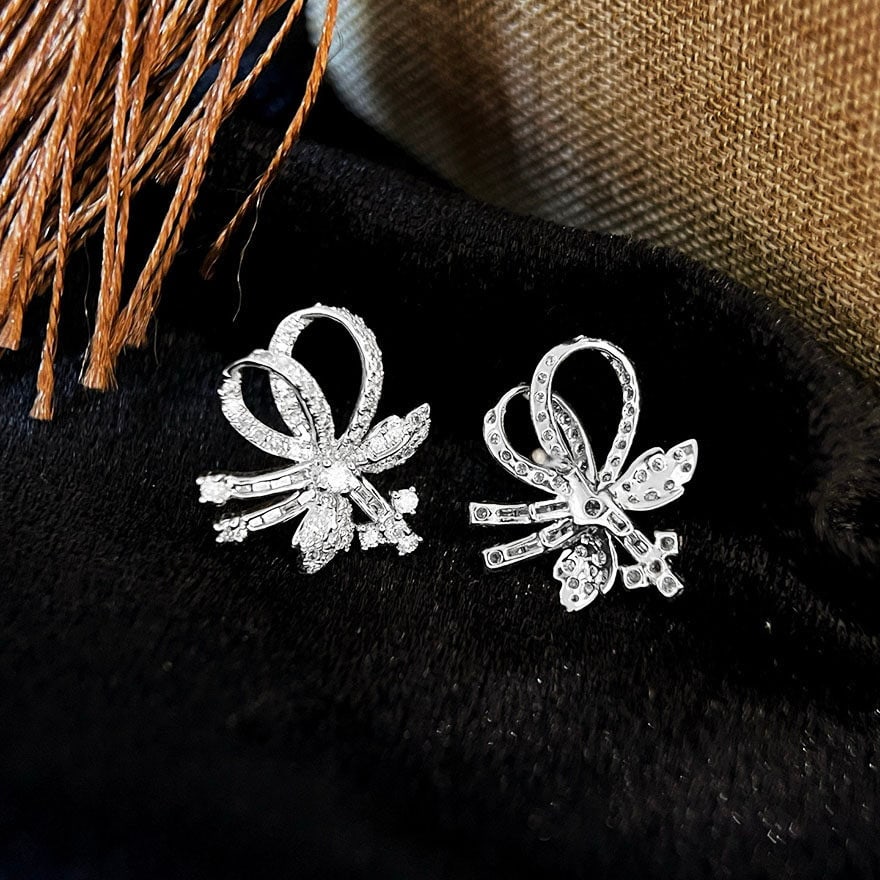 14k Gold 0.96 Ct Natural H Diamond Earrings - 3