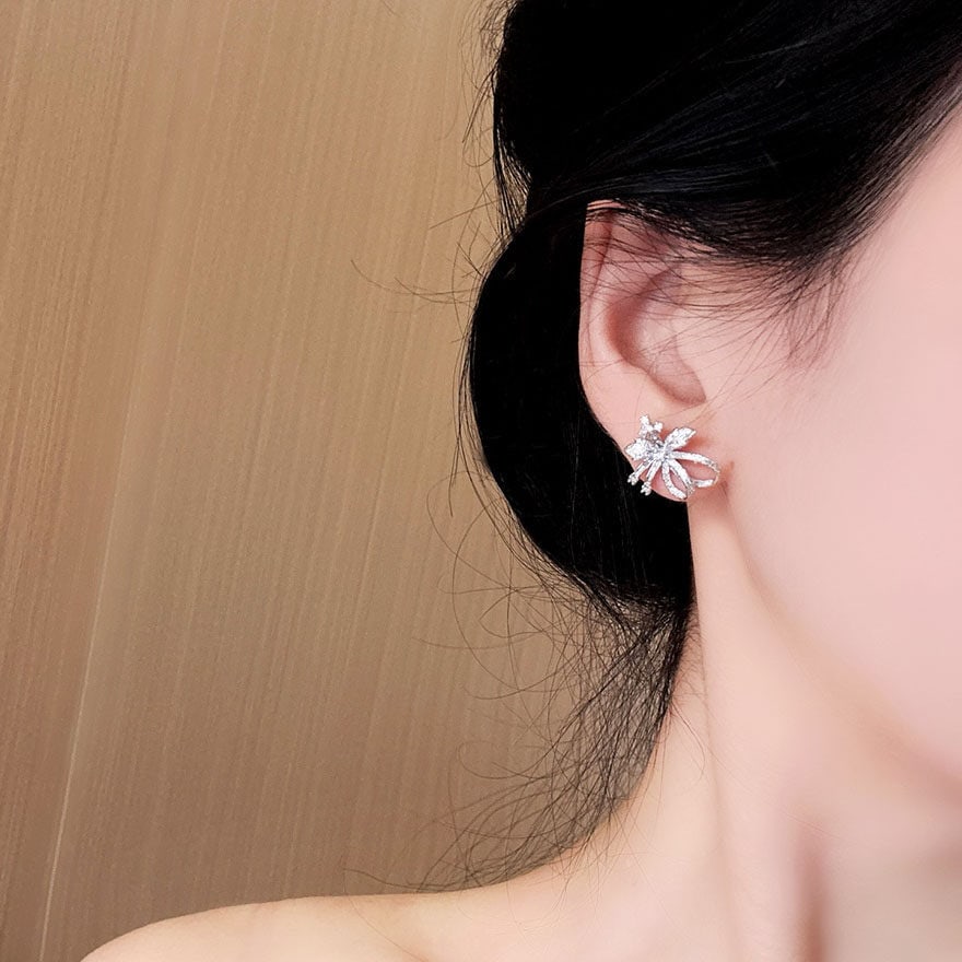 14k Gold 0.96 Ct Natural H Diamond Earrings - 5