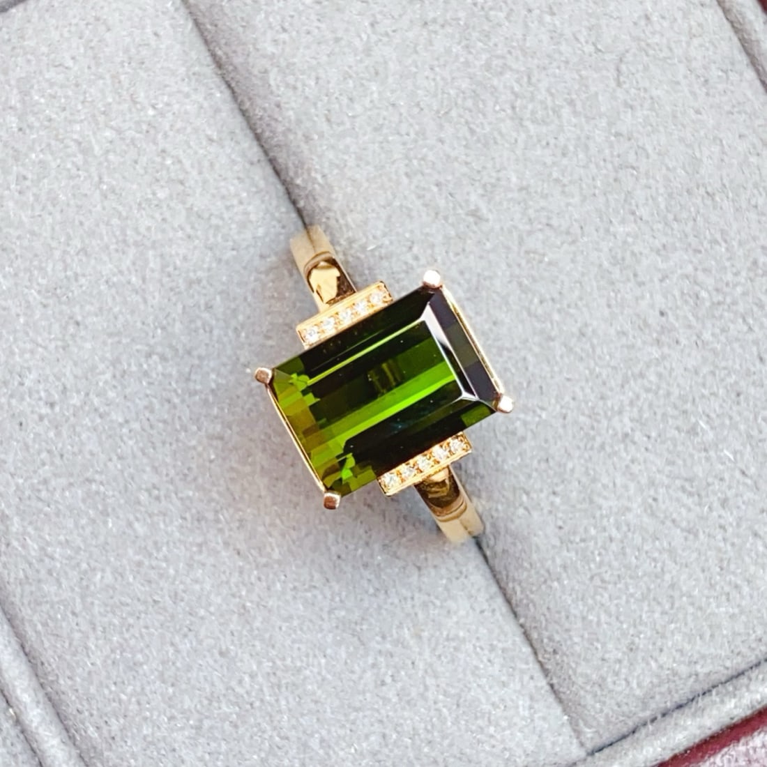 14k Gold 3.63 Ctw Natural Tourmaline & Diamond Ring - 2