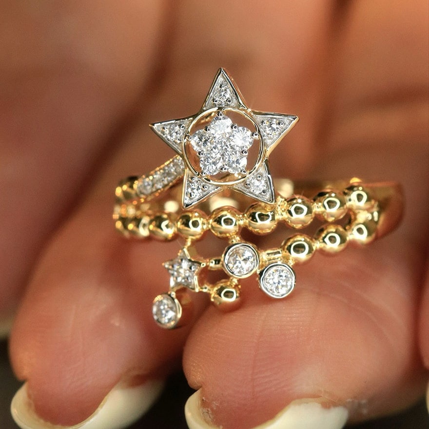 14k Gold 0.25 Ct Natural H Diamond Ring - 3