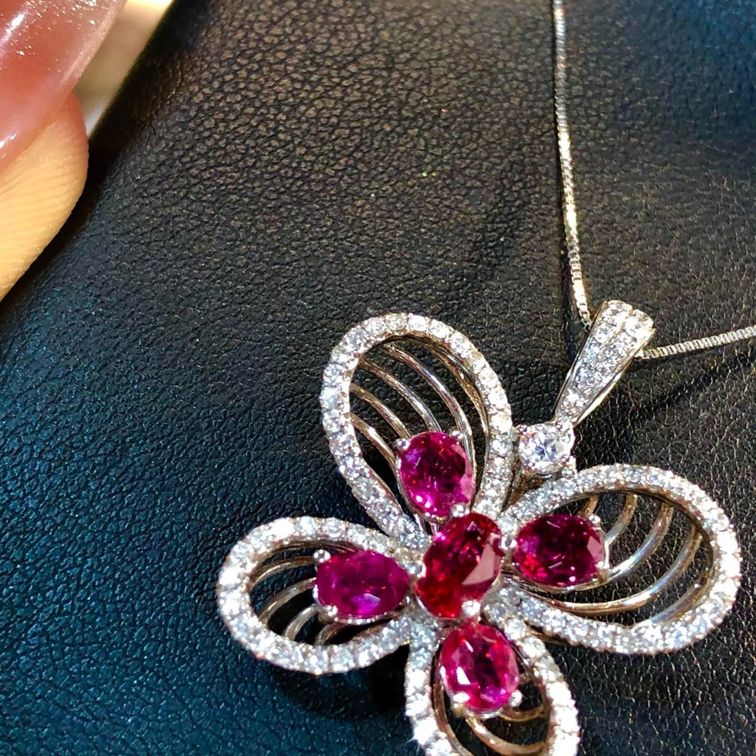 14k Gold 2.67 Ctw Natural Ruby & Diamond Necklace - 3