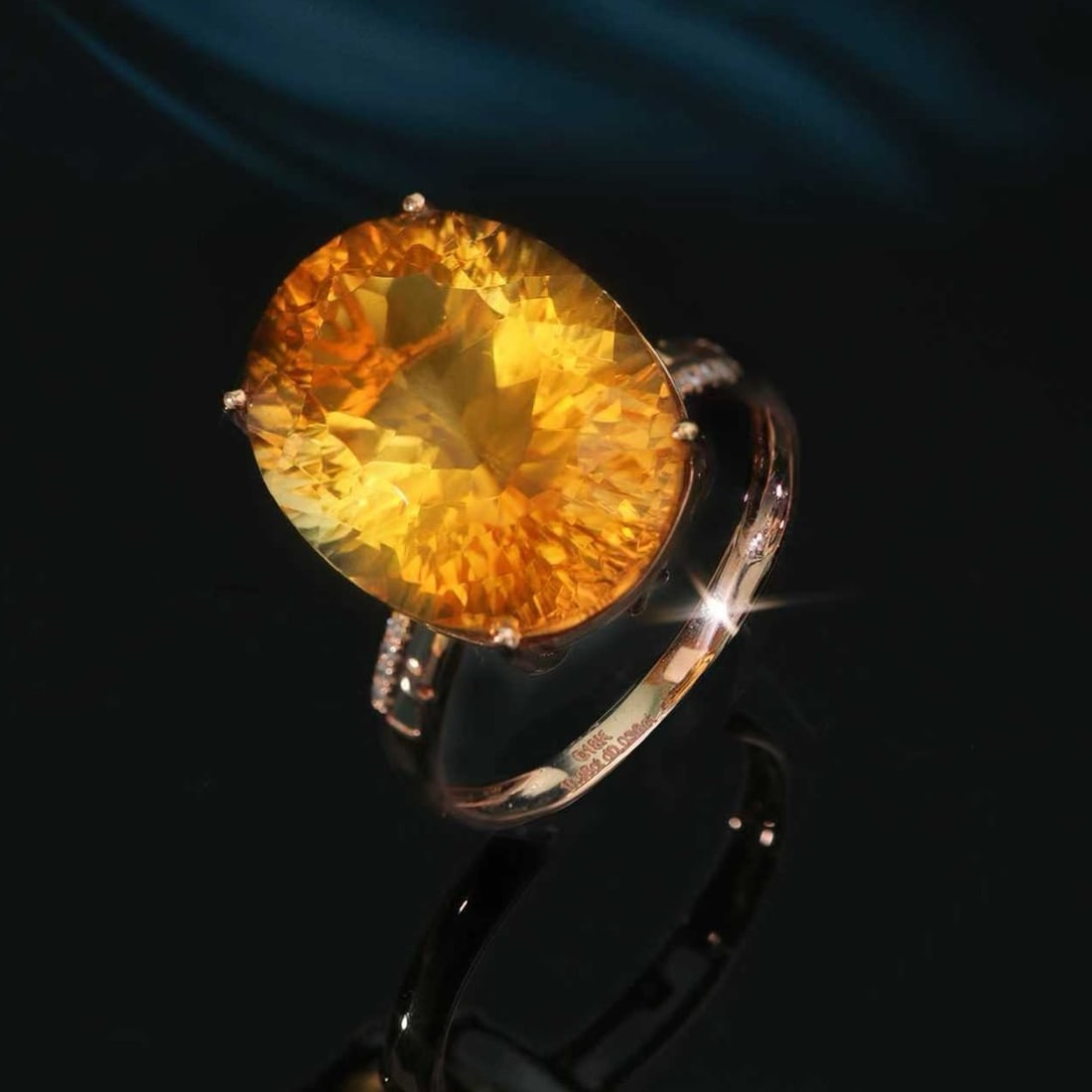14k Gold 10.98 Ctw Natural Citrine & Diamond Ring - 3