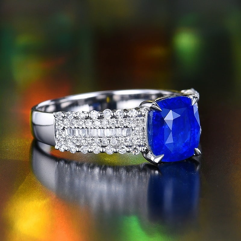 14k Gold 2.94 Ctw Natural Sapphire & Diamond Ring - 3