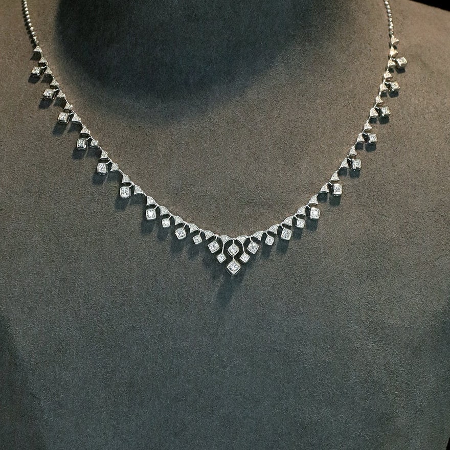 14k Gold 1.1 Ct Natural H Diamond Necklace - 2