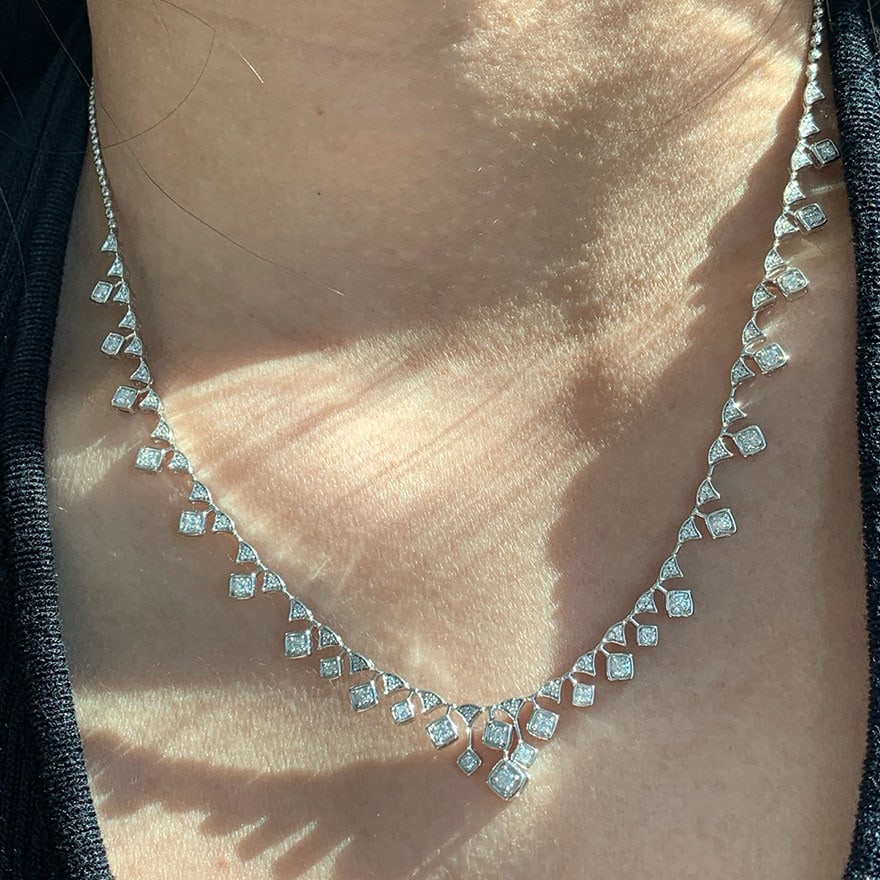 14k Gold 1.1 Ct Natural H Diamond Necklace - 4