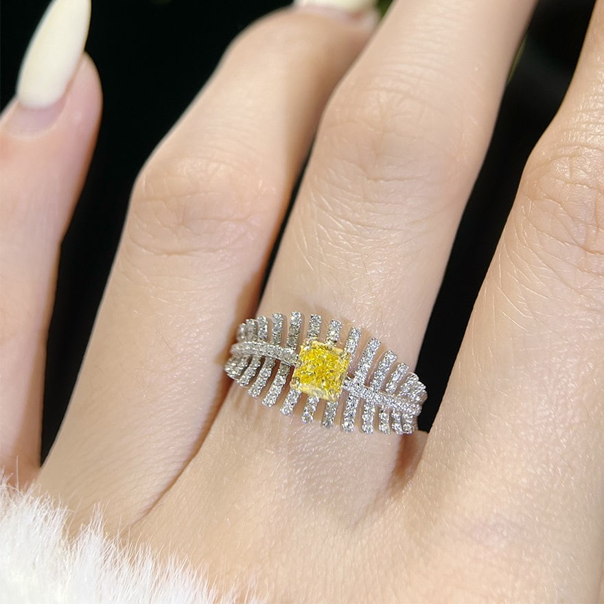 14k Gold 1.14 Ctw Natural Yellow Diamond & Diamond Ring - 3