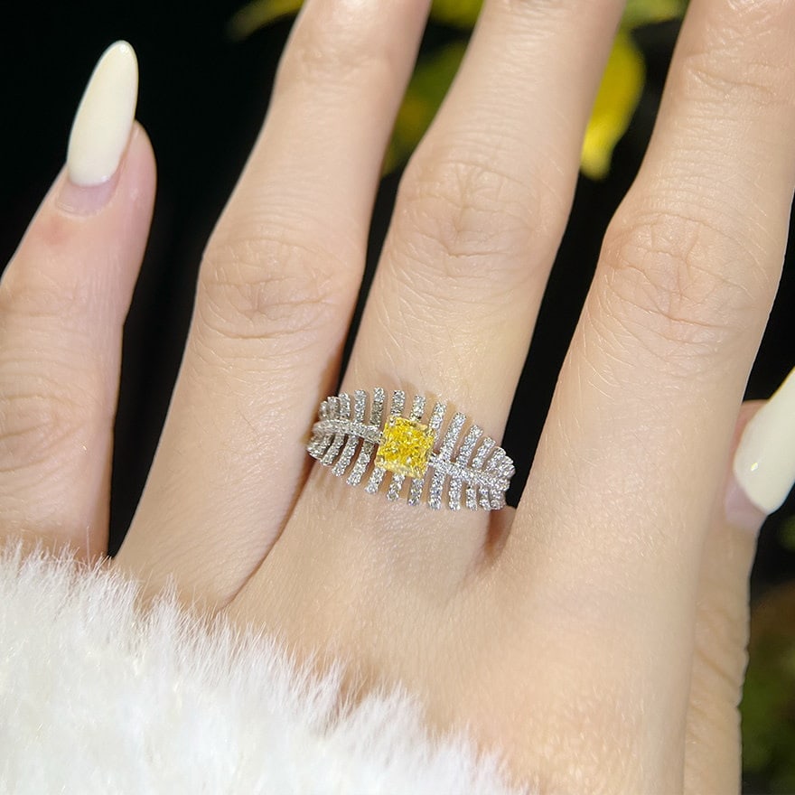 14k Gold 1.14 Ctw Natural Yellow Diamond & Diamond Ring - 4