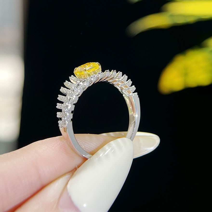 14k Gold 1.14 Ctw Natural Yellow Diamond & Diamond Ring - 5
