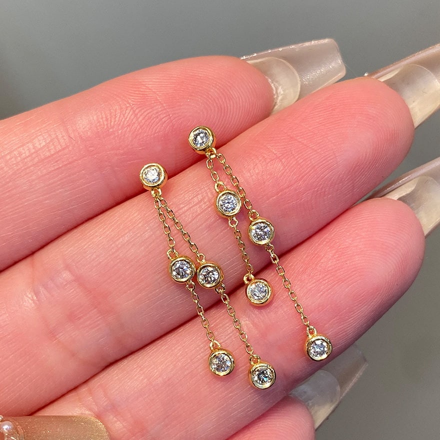 14k Gold 0.45 Ct Natural H Diamond Earrings - 2