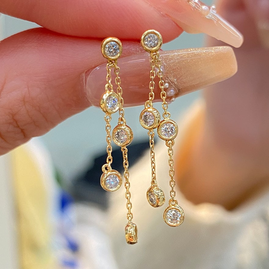 14k Gold 0.45 Ct Natural H Diamond Earrings - 4