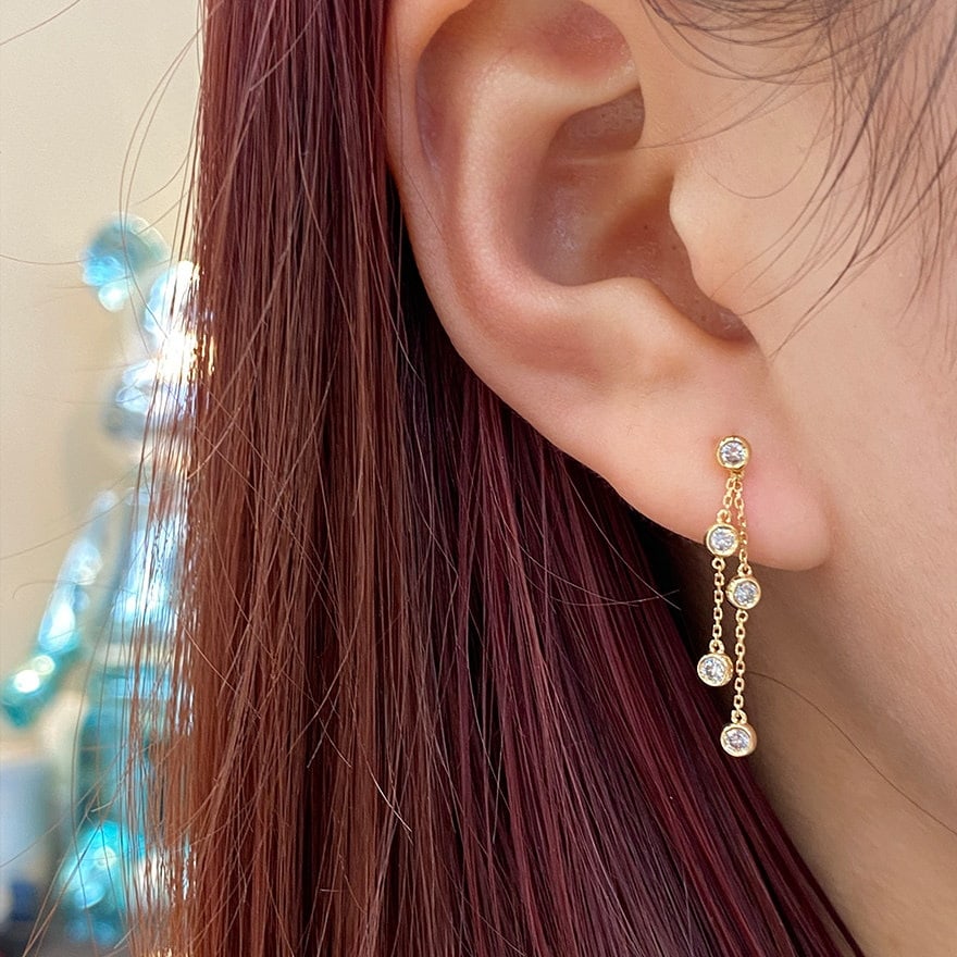 14k Gold 0.45 Ct Natural H Diamond Earrings - 5