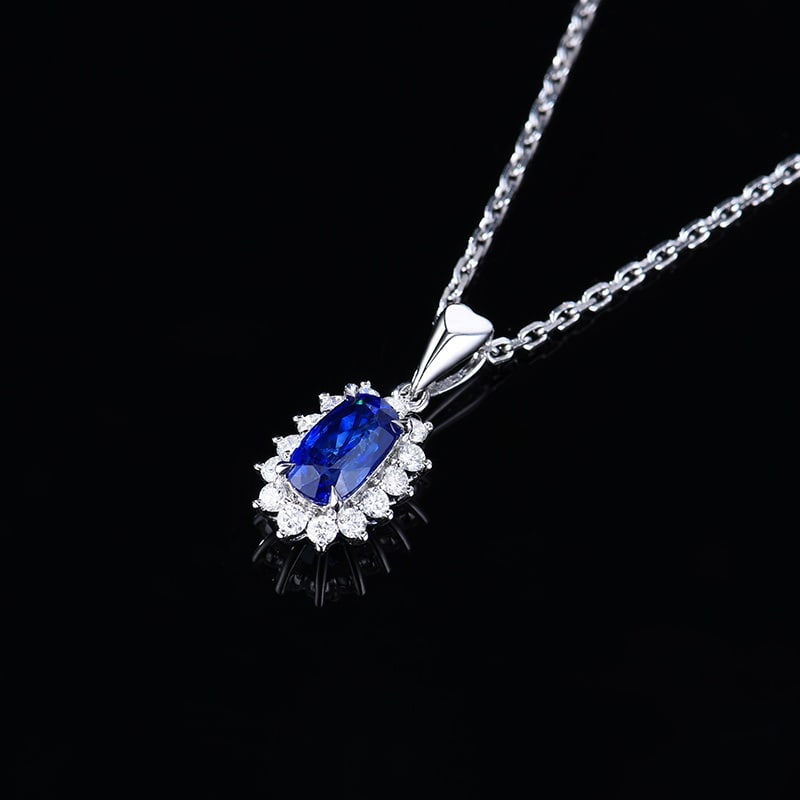 14k Gold 1.22 Ctw Natural Sapphire & Diamond Pendant( Without Chain ) - 4