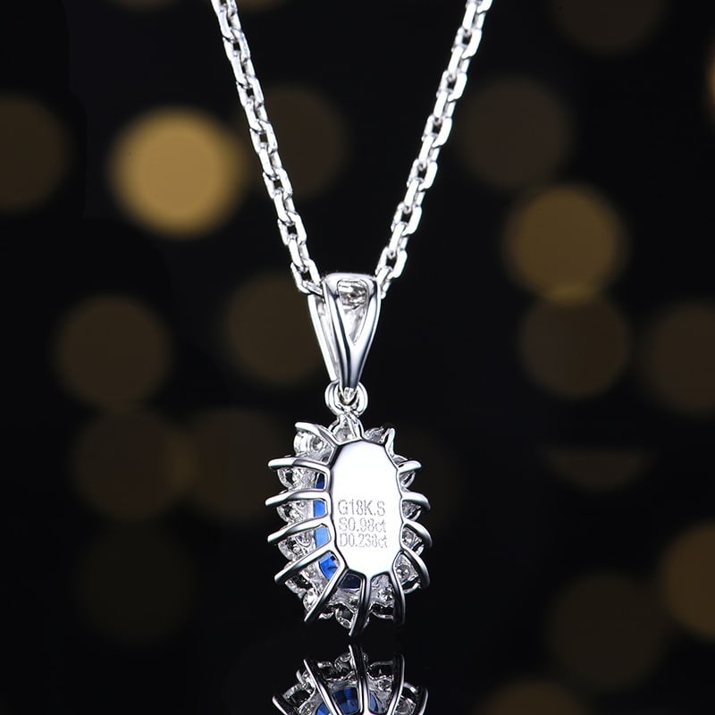 14k Gold 1.22 Ctw Natural Sapphire & Diamond Pendant( Without Chain ) - 5