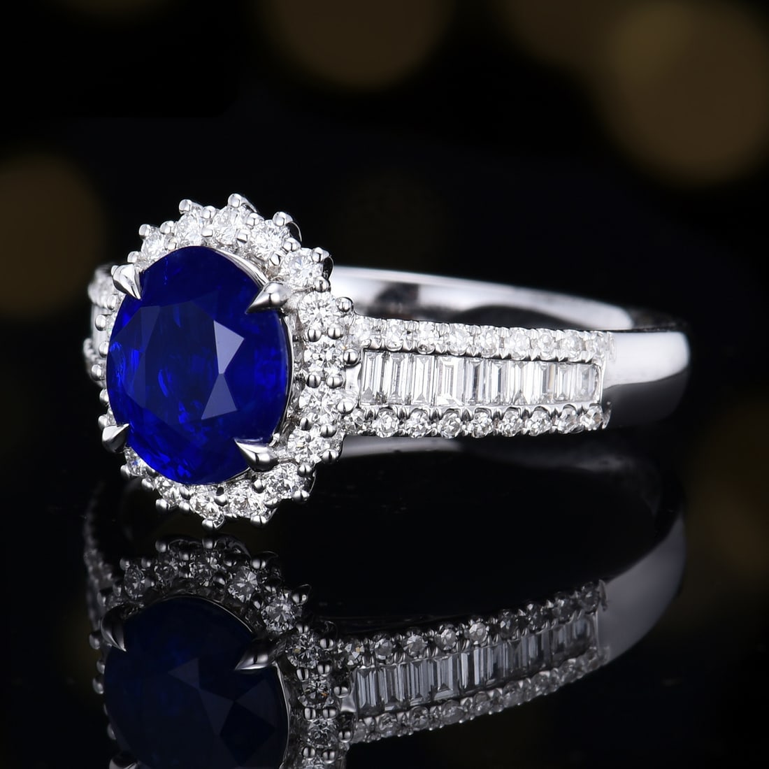 14k Gold 2.02 Ctw Natural Sapphire & Diamond Ring - 2