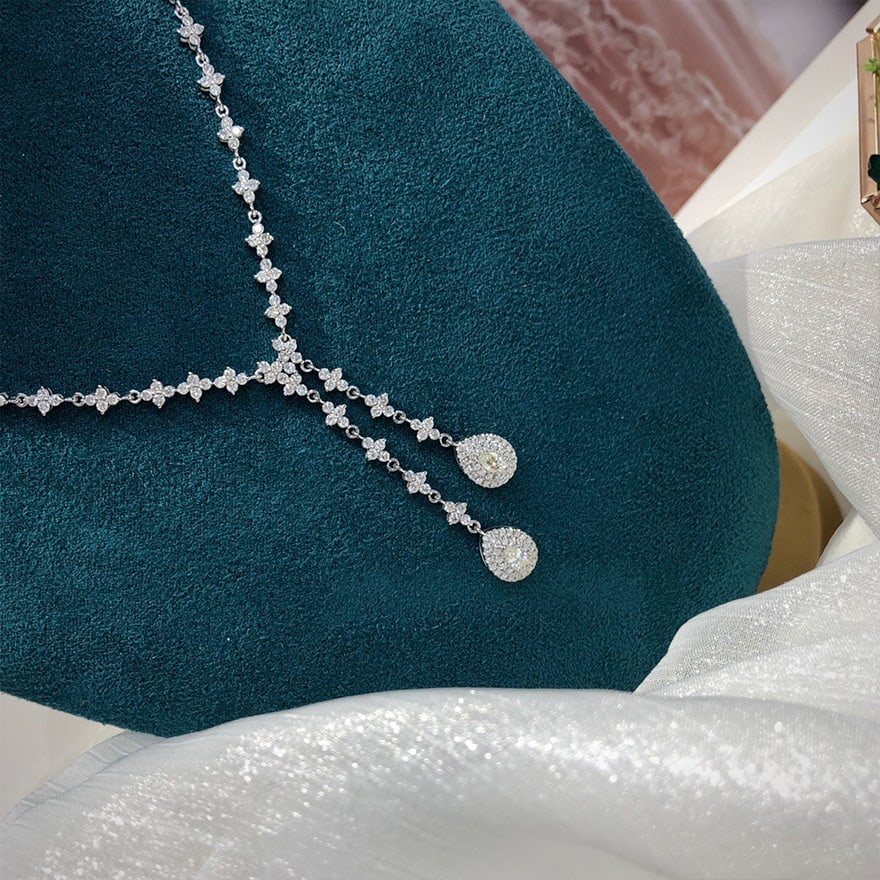 14k Gold 2.63 Ctw Natural H Diamond Necklace - 2