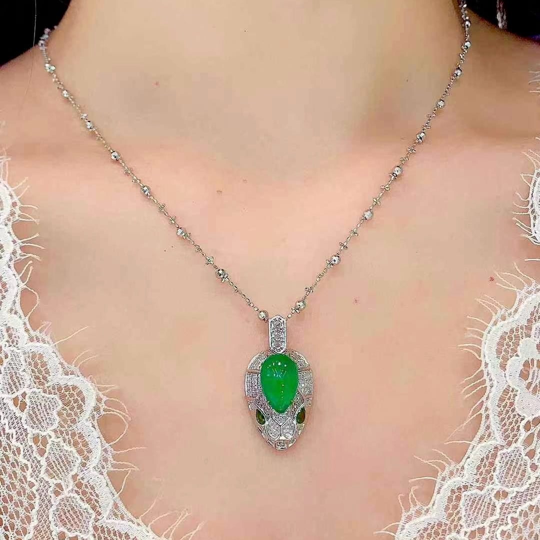 14k Gold 3.75 Ct Natural Emerald & Diamond Pendant( Without Chain ) - 6