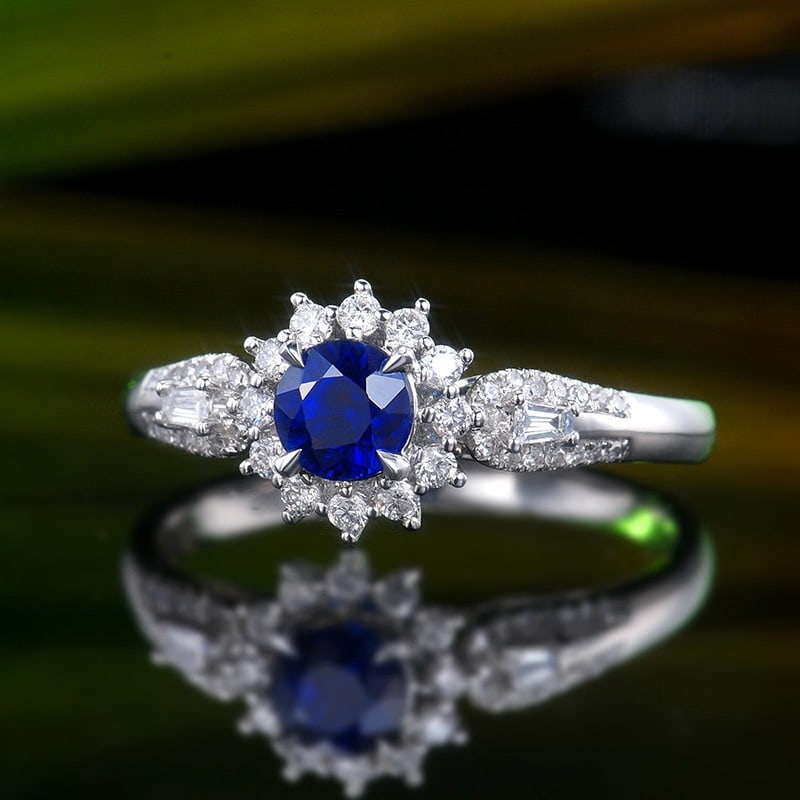 14k Gold 0.88 Ctw Natural Sapphire & Diamond Ring - 2