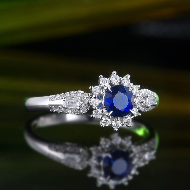 14k Gold 0.88 Ctw Natural Sapphire & Diamond Ring - 3