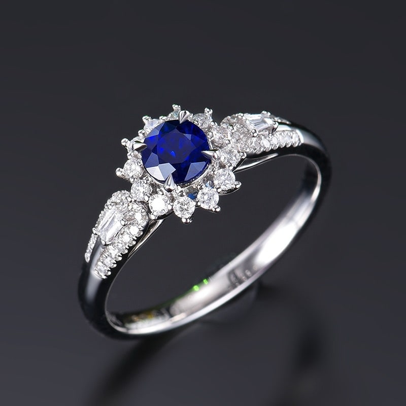 14k Gold 0.88 Ctw Natural Sapphire & Diamond Ring - 4
