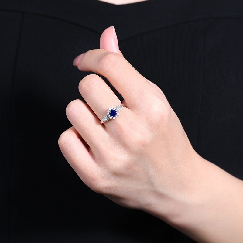 14k Gold 0.88 Ctw Natural Sapphire & Diamond Ring - 7