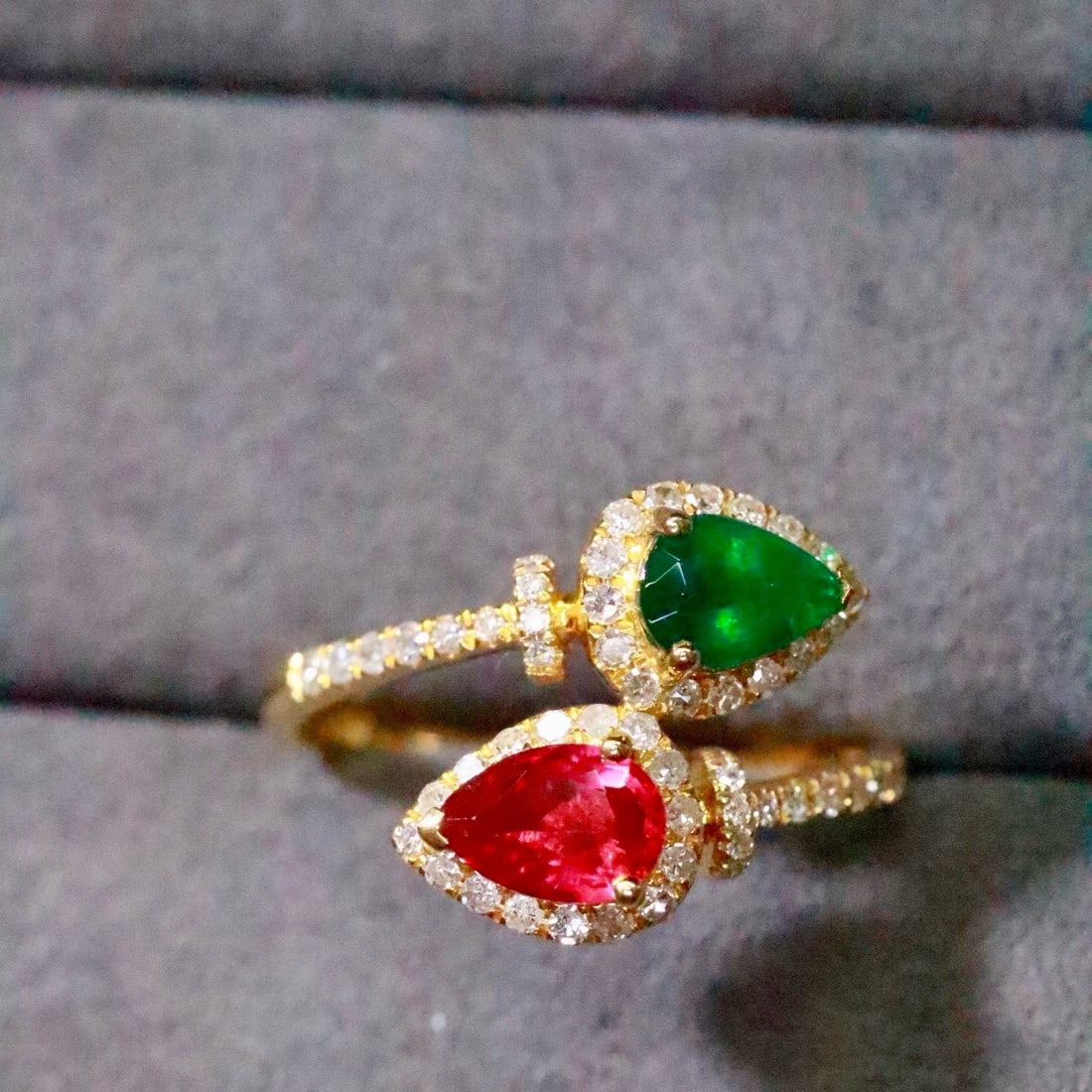 14k Gold 1.03 Ctw Natural Ruby & Emerald & Toi Et Moi Ring - 3