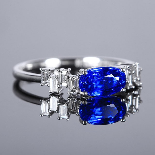 14k Gold 1.56 Ctw Natural Sapphire & Diamond Ring - 2