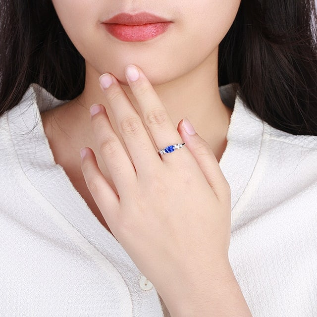 14k Gold 1.56 Ctw Natural Sapphire & Diamond Ring - 5