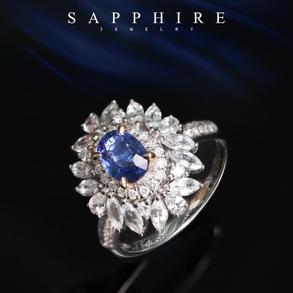 14k Gold 1.22 Ctw Natural Sapphire & Diamond Ring - 4