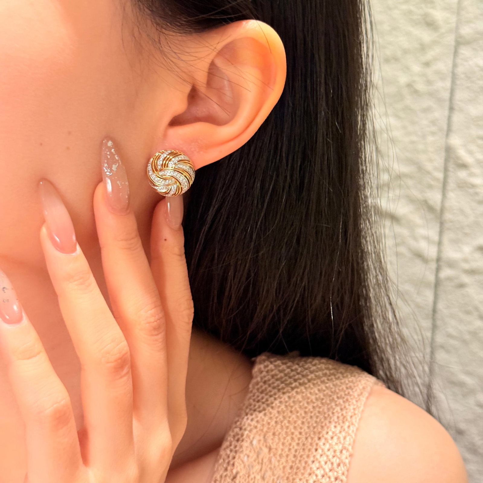14k Gold 0.5 Ct Natural H Diamond Earrings - 5