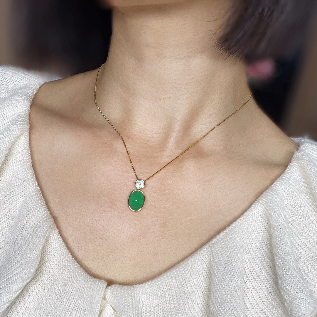 14k Gold 6.65 Ct Natural Emerald & Topaz Pendant( Without Chain ) - 3