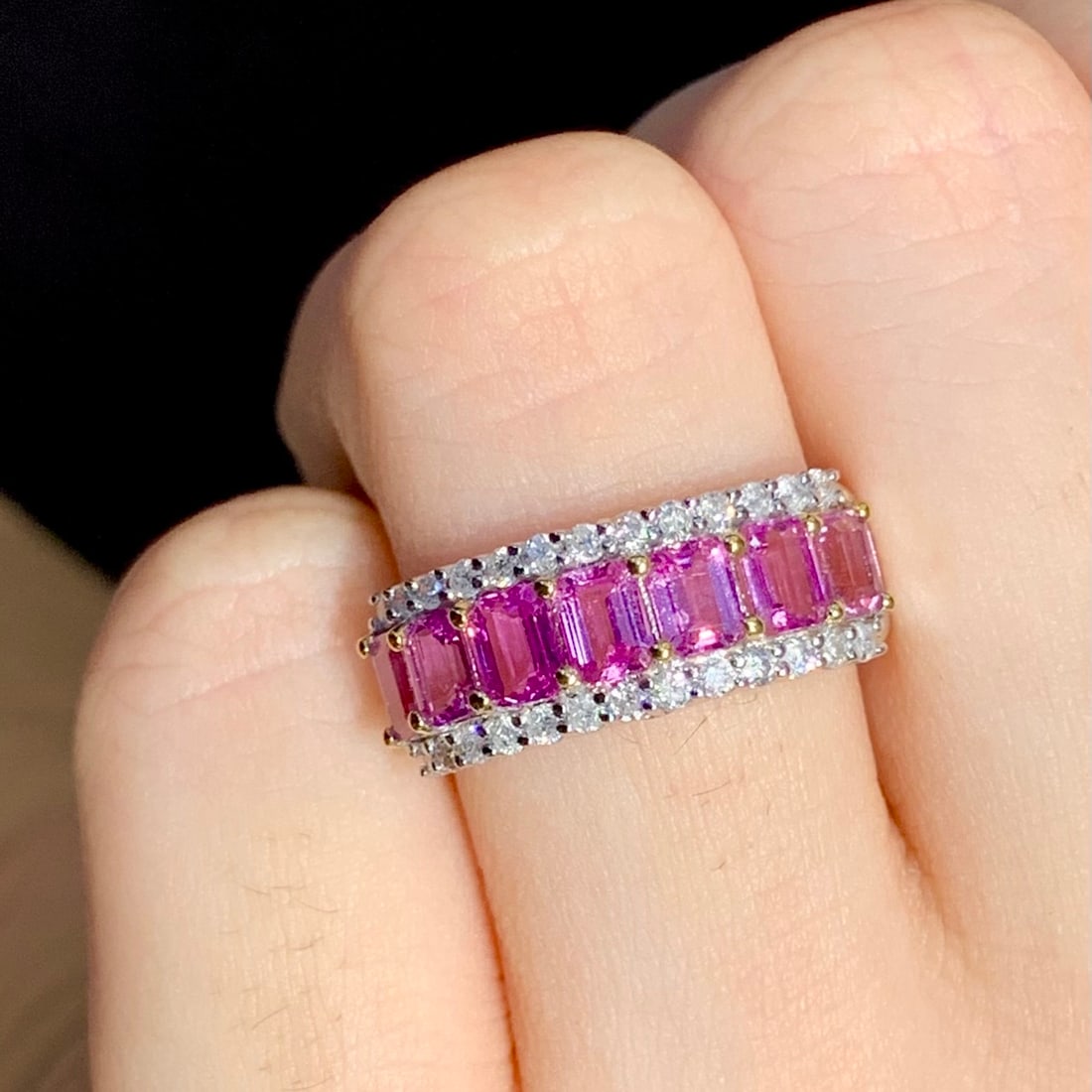 14k Gold 1.9 Ct Natural Padparadscha Sapphire & Diamond Ring - 4