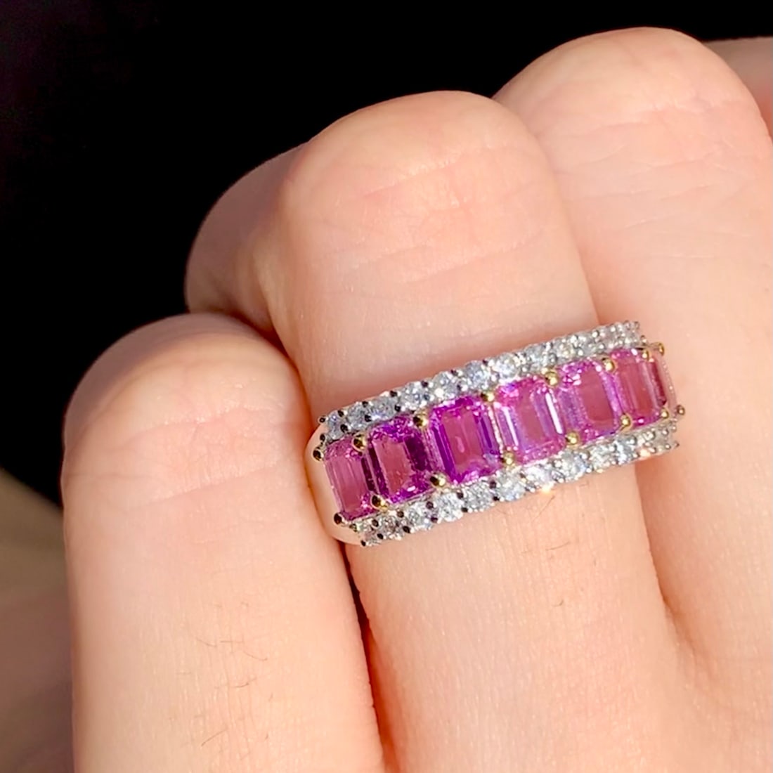 14k Gold 1.9 Ct Natural Padparadscha Sapphire & Diamond Ring - 5