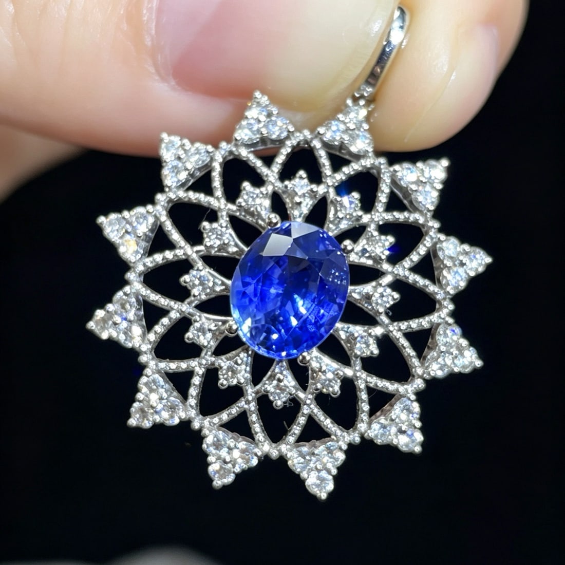 14k Gold 2.60 Ctw Natural Sapphire & Diamond Pendant( Without Chain ) - 3