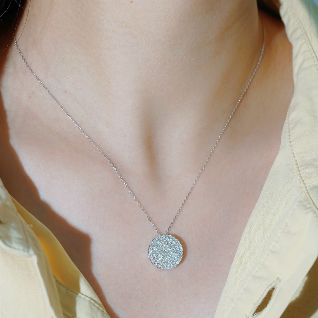14k Gold 1.00 Ct Natural H Diamond Necklace - 3