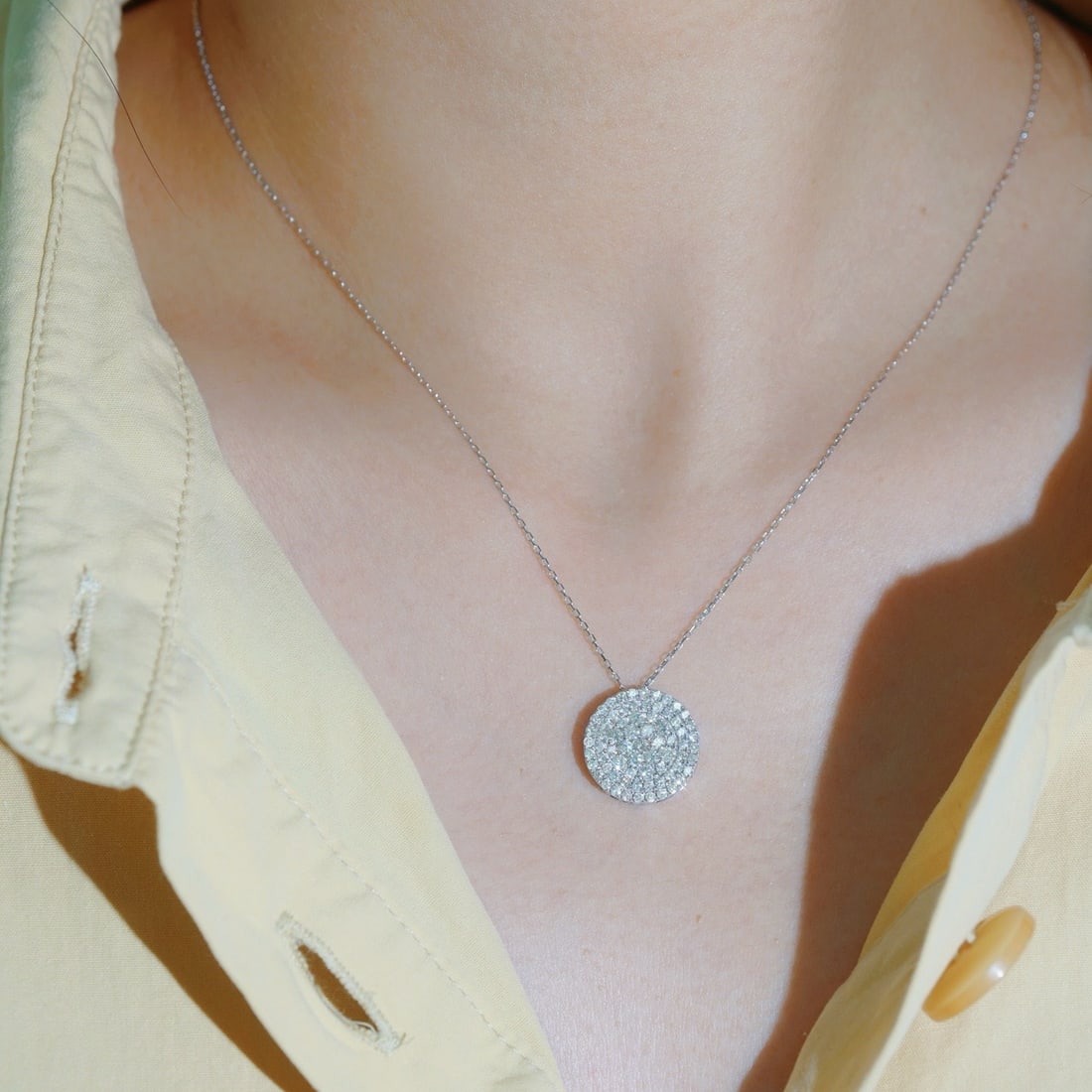 14k Gold 1.00 Ct Natural H Diamond Necklace - 4