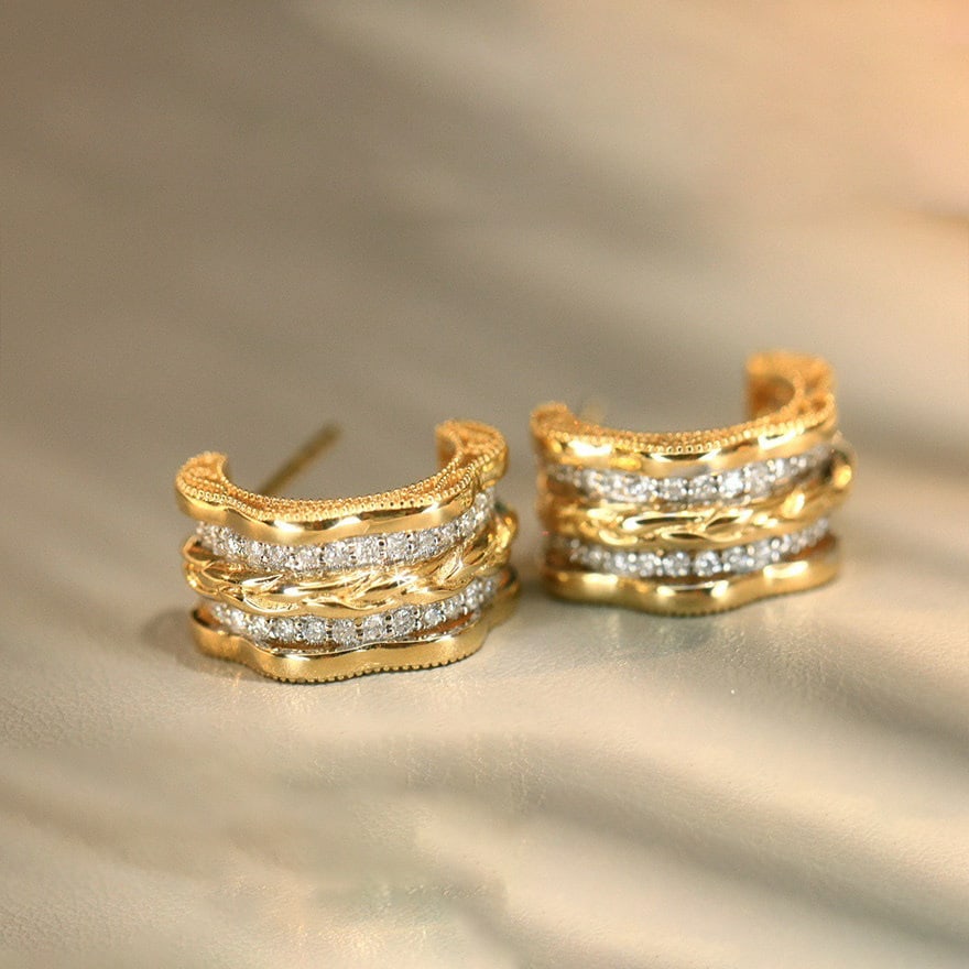 14k Gold 0.45 Ct Natural H Diamond Earrings - 4