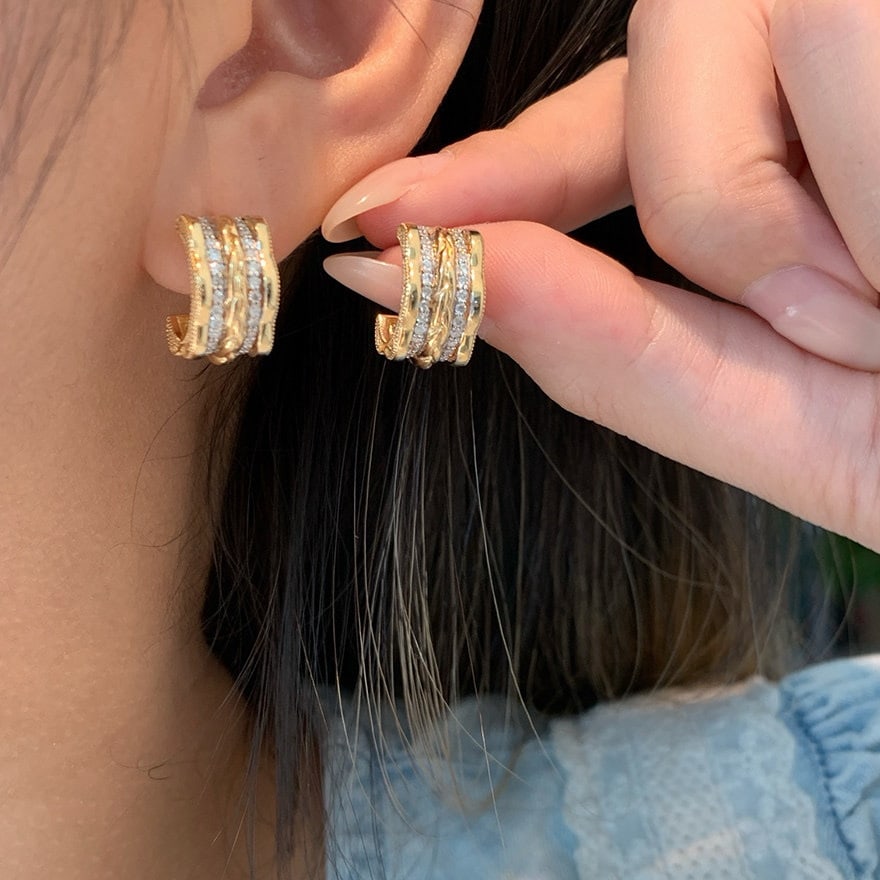 14k Gold 0.45 Ct Natural H Diamond Earrings - 6