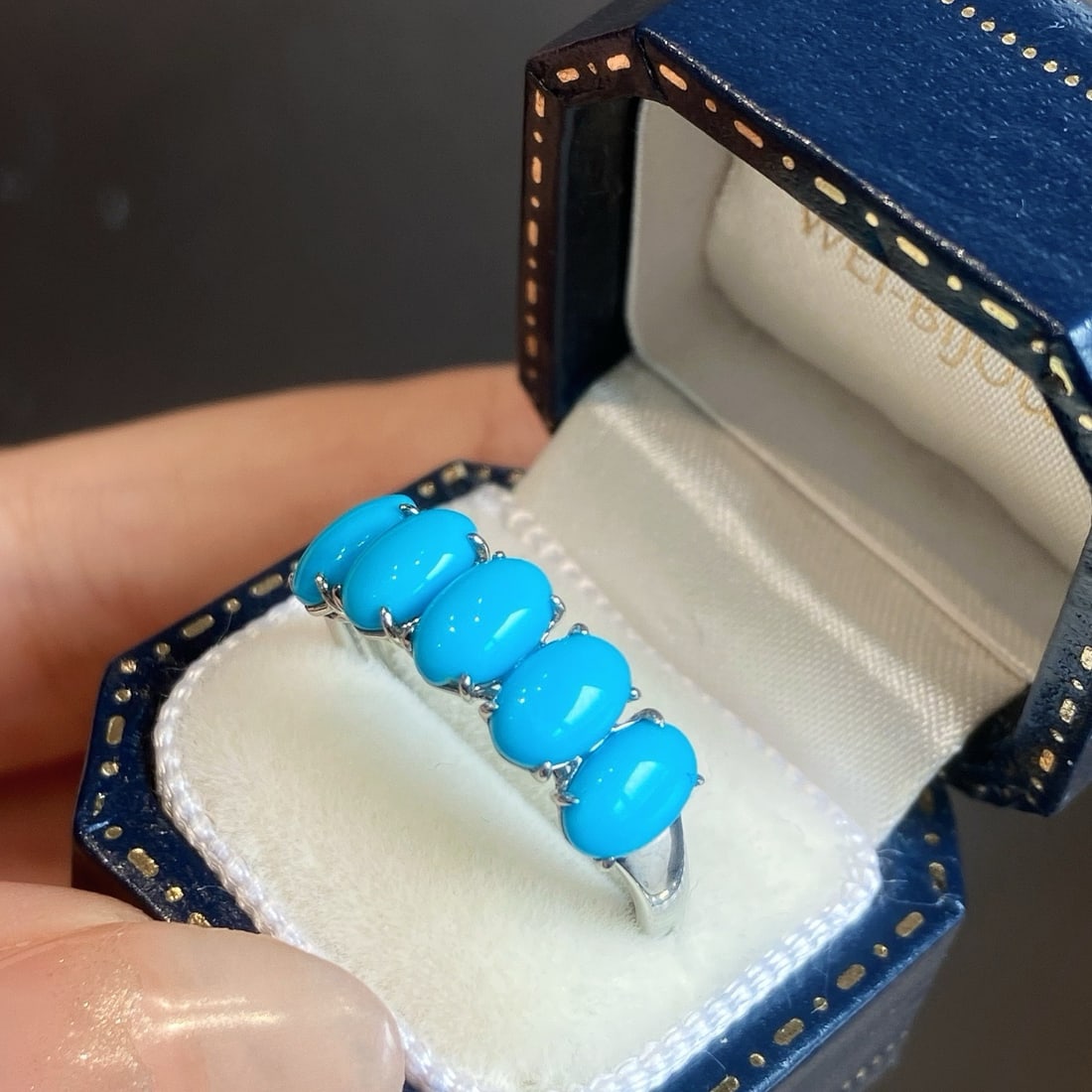 14k Gold 2.2 Ct Natural Blue Turquoise Ring - 2