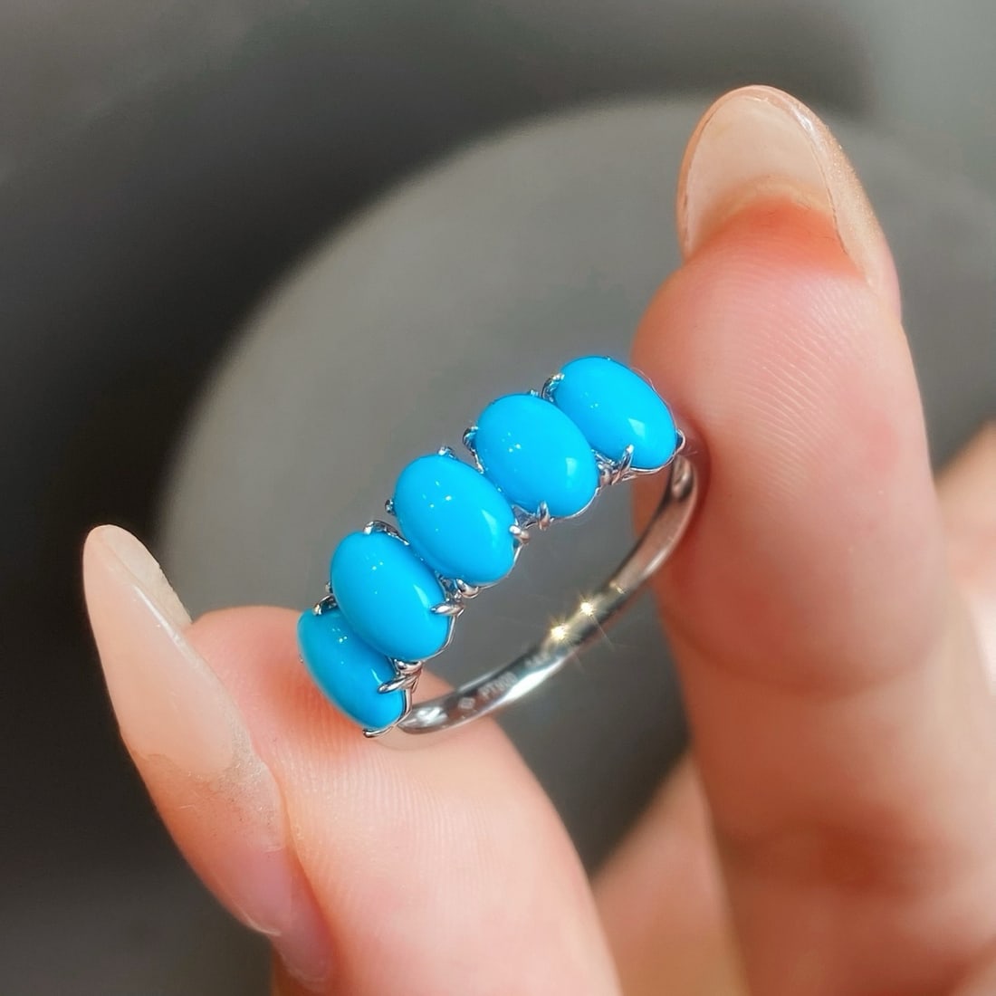 14k Gold 2.2 Ct Natural Blue Turquoise Ring - 4