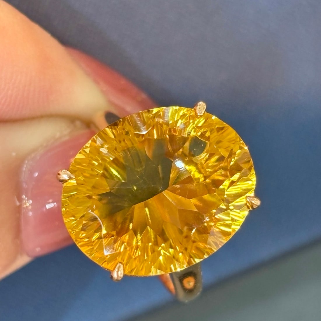 14k Gold 12 Ct Natural Citrine & Diamond Ring - 3