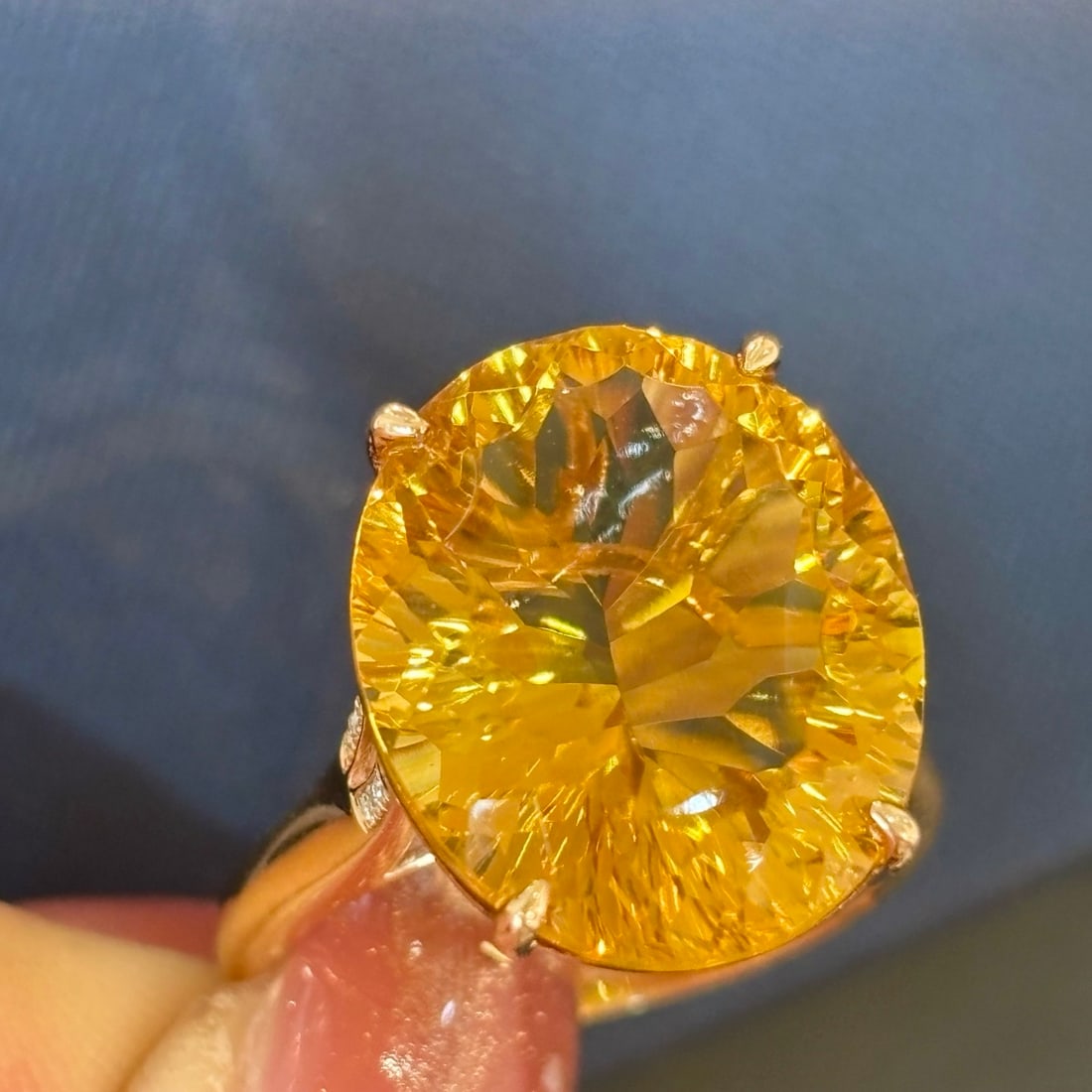 14k Gold 12 Ct Natural Citrine & Diamond Ring - 6