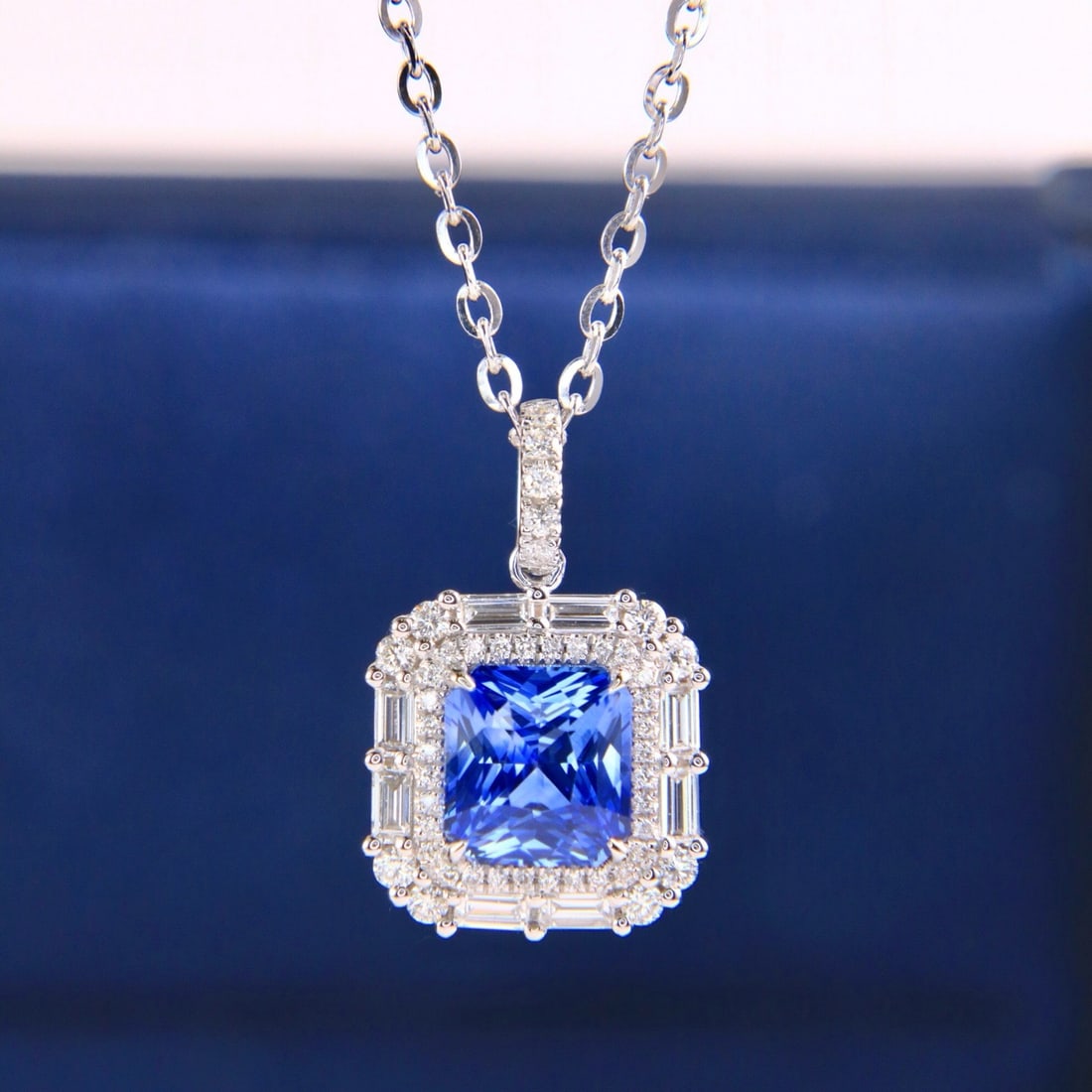 14k Gold 2.72 Ctw Natural Sapphire & Diamond Pendant( Without Chain ) - 2