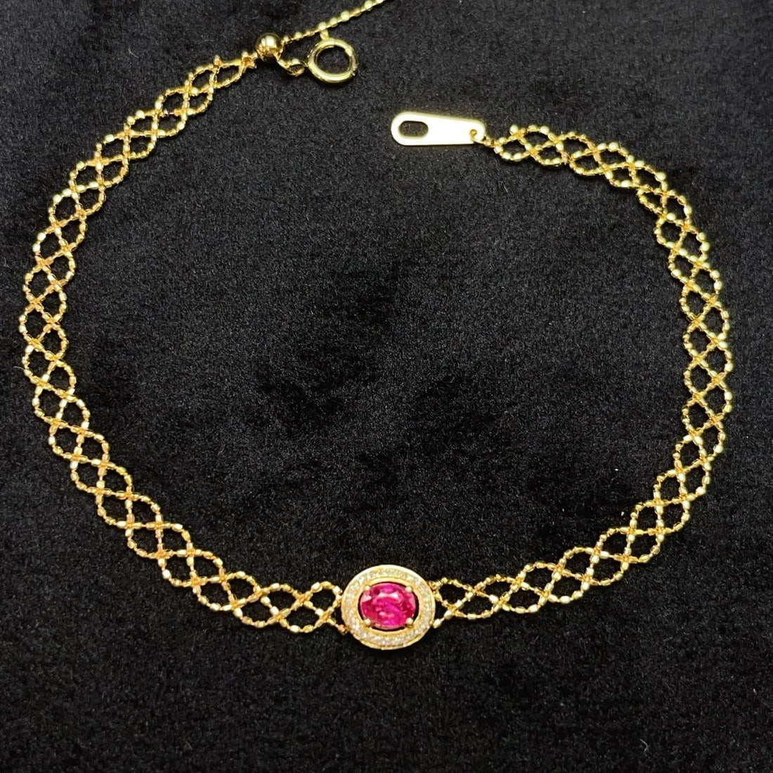 14k Gold 0.45 Ct Natural Ruby & Diamond Bracelet (1 of 7)