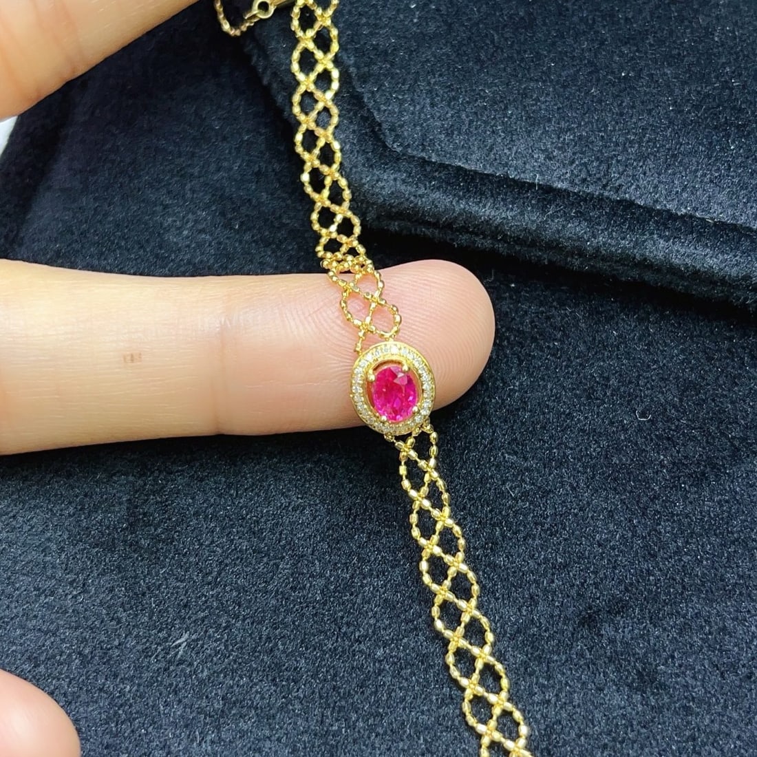 14k Gold 0.45 Ct Natural Ruby & Diamond Bracelet - 4