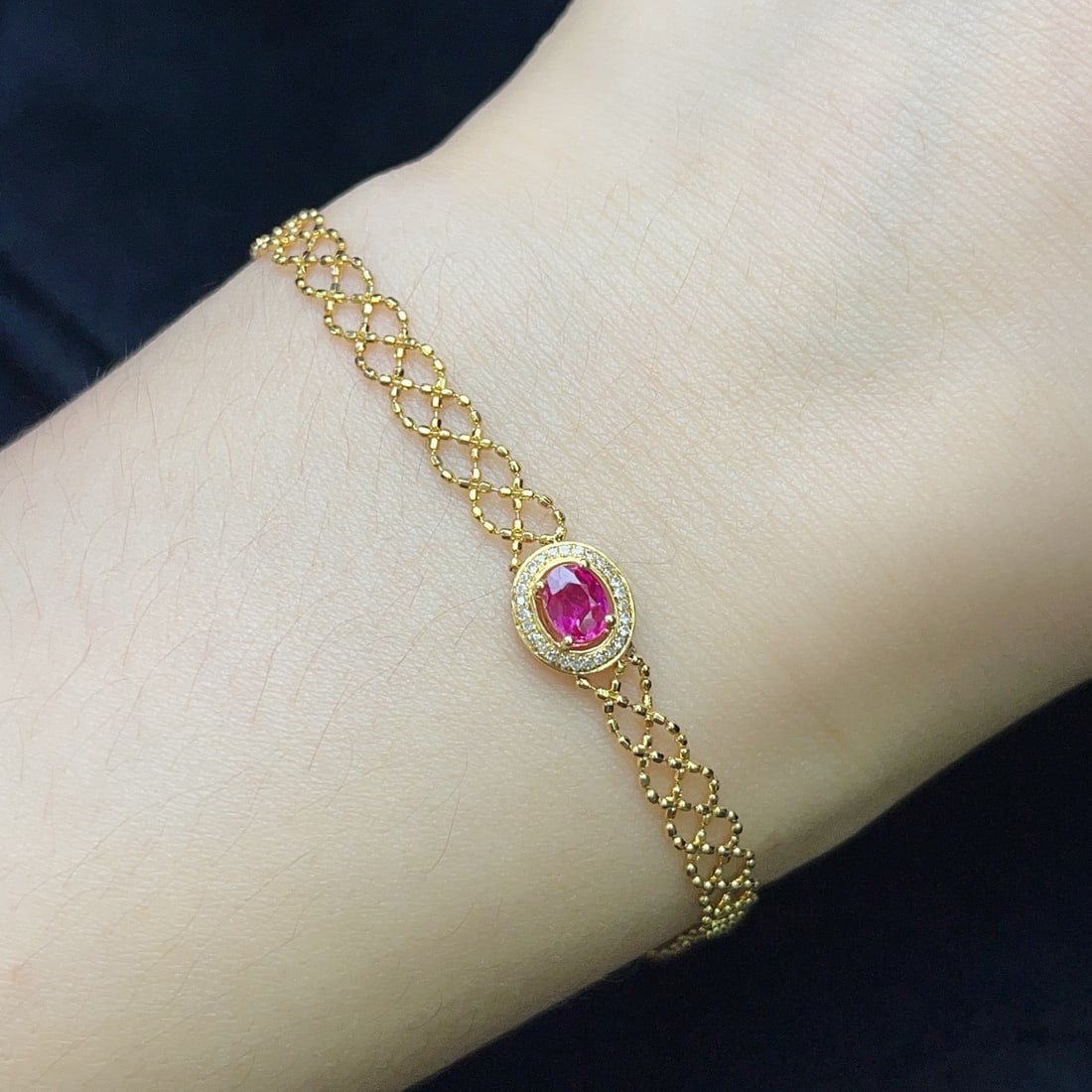 14k Gold 0.45 Ct Natural Ruby & Diamond Bracelet - 5