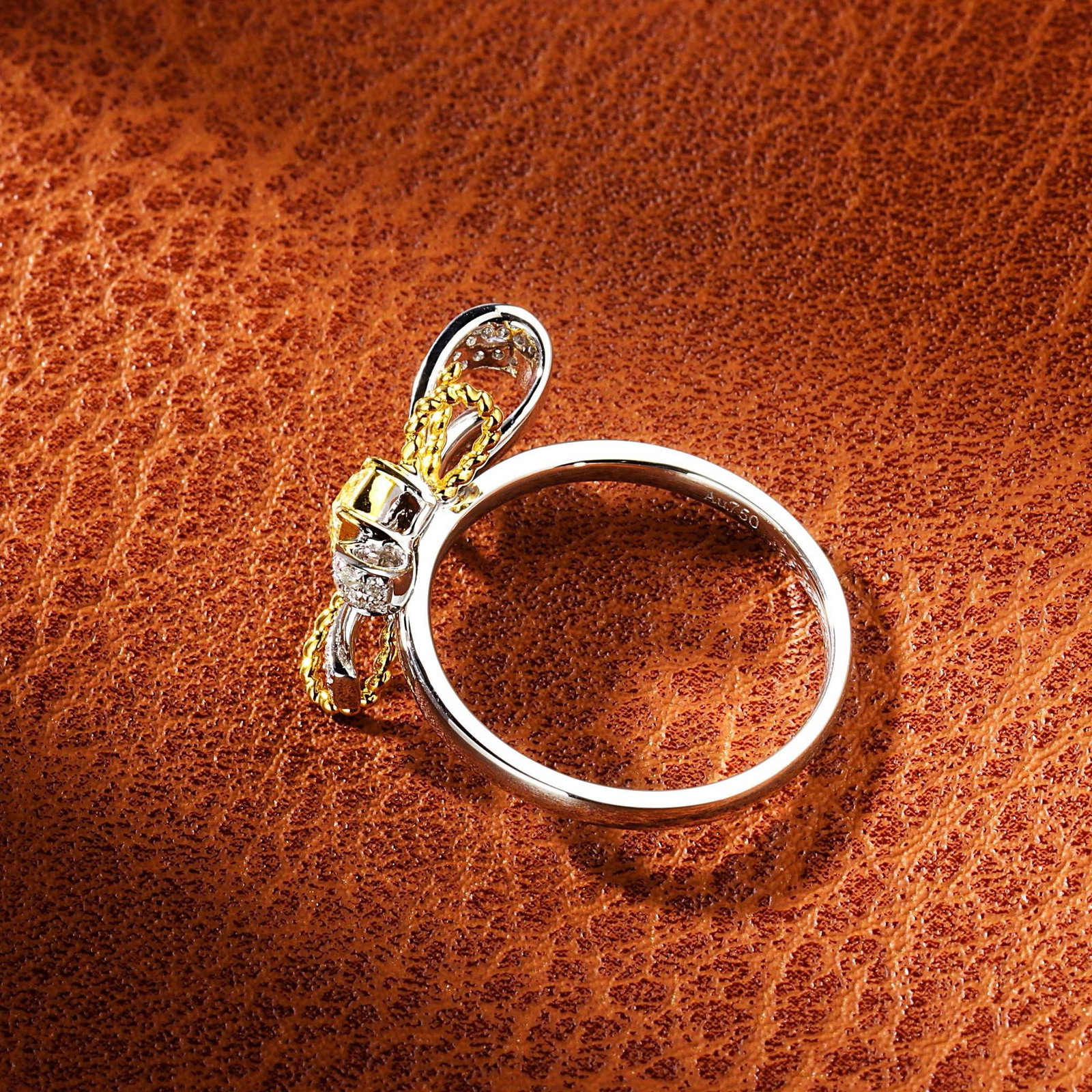 14k Gold 0.51 Ctw Natural Yellow Diamond & Diamond Ring - 4